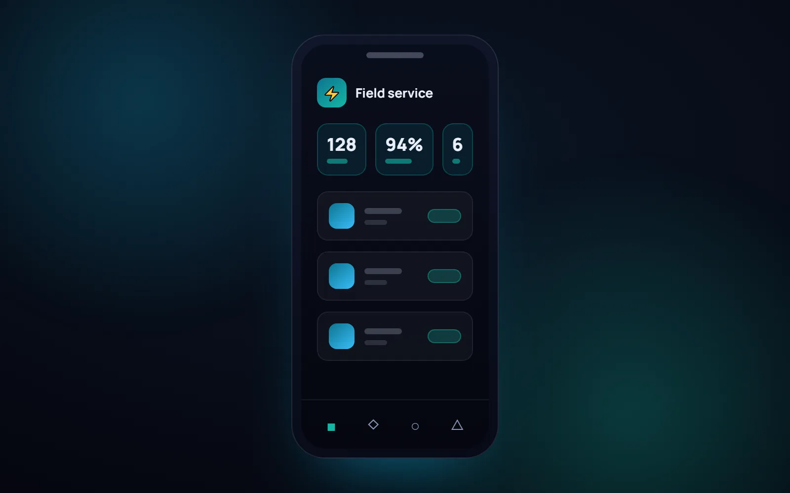 App field service iOS e Android — dashboard interventi offline