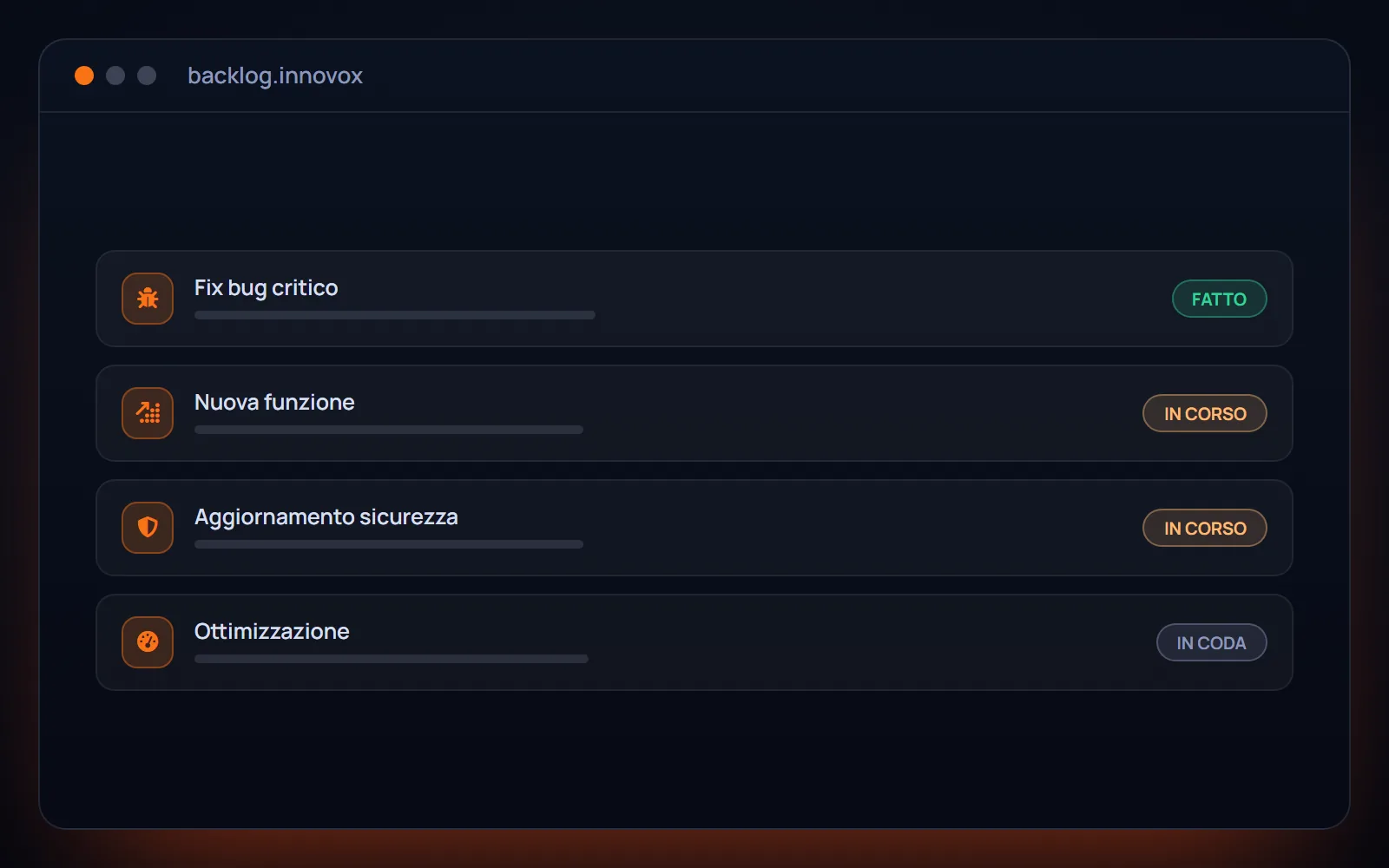 Manutenzione evolutiva programmata — backlog interventi